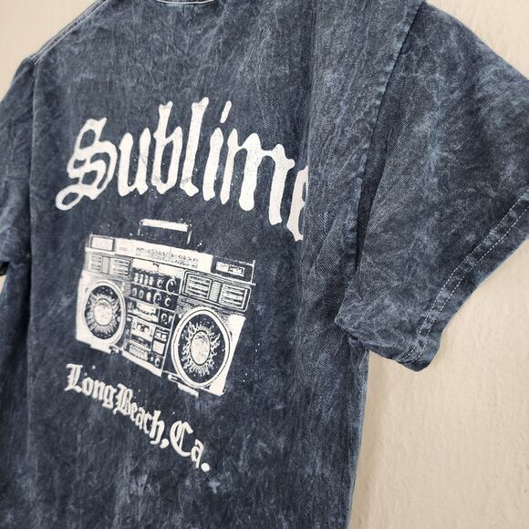 Urban Outfitters Sublime T-Shirt Dark Blue Acid Wash Graphic Tee M - Picture 8 of 8